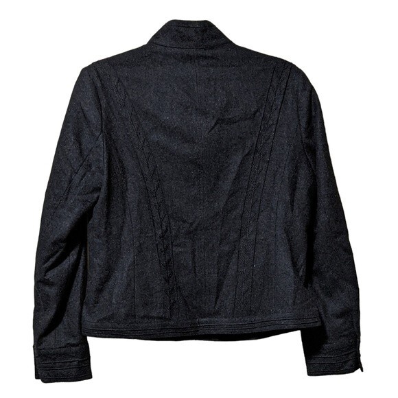 chicos stitch design corbin embroidered charcoal wool blend jacket blazer 1/S - Picture 4 of 10